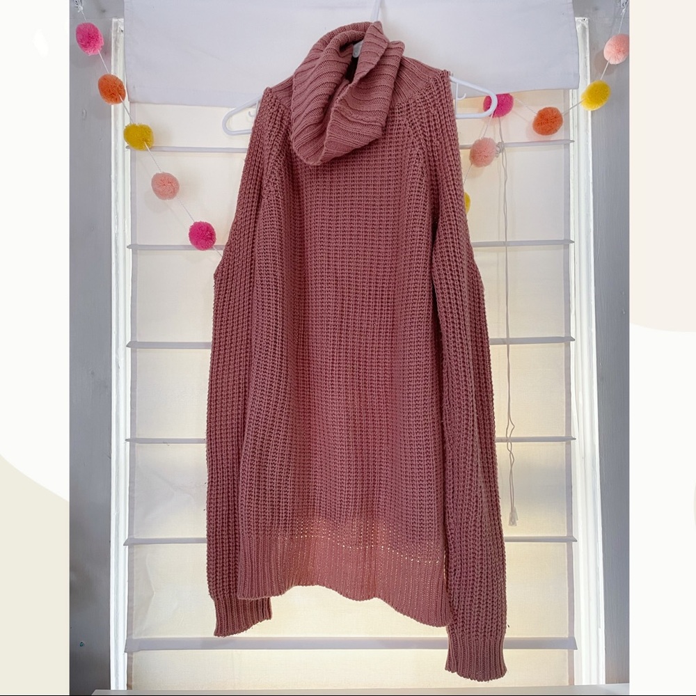 Dusty Rose Cold Shoulder Sweater